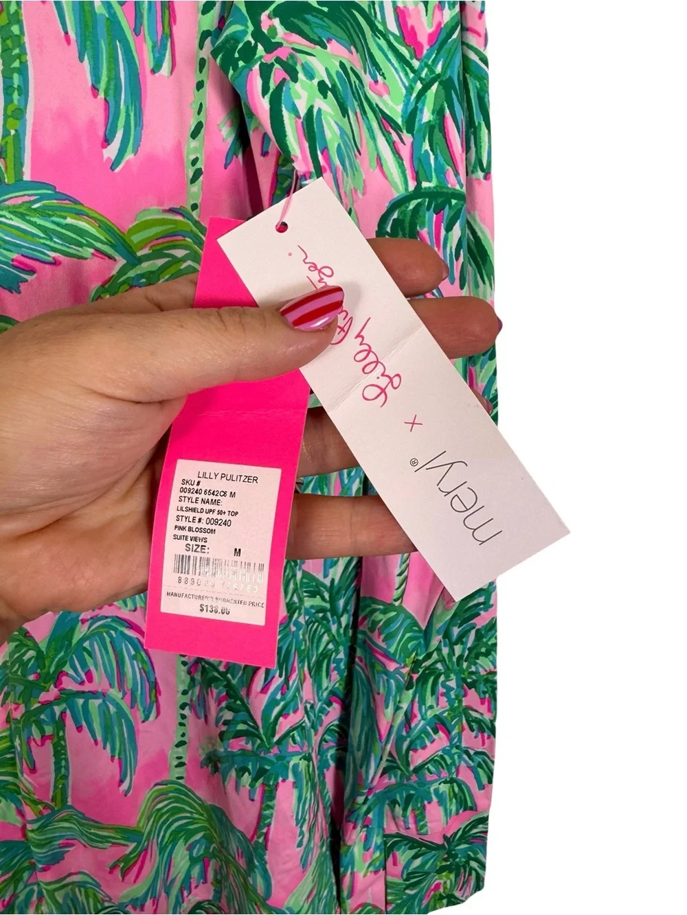 NWT Lilly Pulitzer Lilshield UPF 50+ Long Sleeve Top Pink Blossom Suite Views M